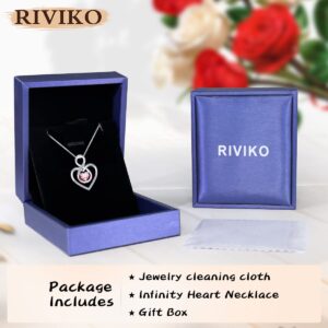 RIVIKO Infinity Heart Symbol Necklace for Women 925 Sterling Silver Dainty Forever Love Heart Pendant Valentine’s Day Mother’s Day Anniversary Birthday Jewelry Gifts for Women Mom Wife Sister Her Friends