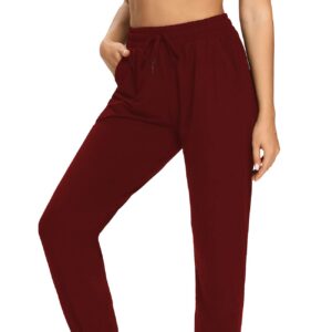 FULLSOFT Sweatpants for Women-Womens Joggers with Pockets Lounge Pants for Yoga Workout Running (Wine-2,Medium)