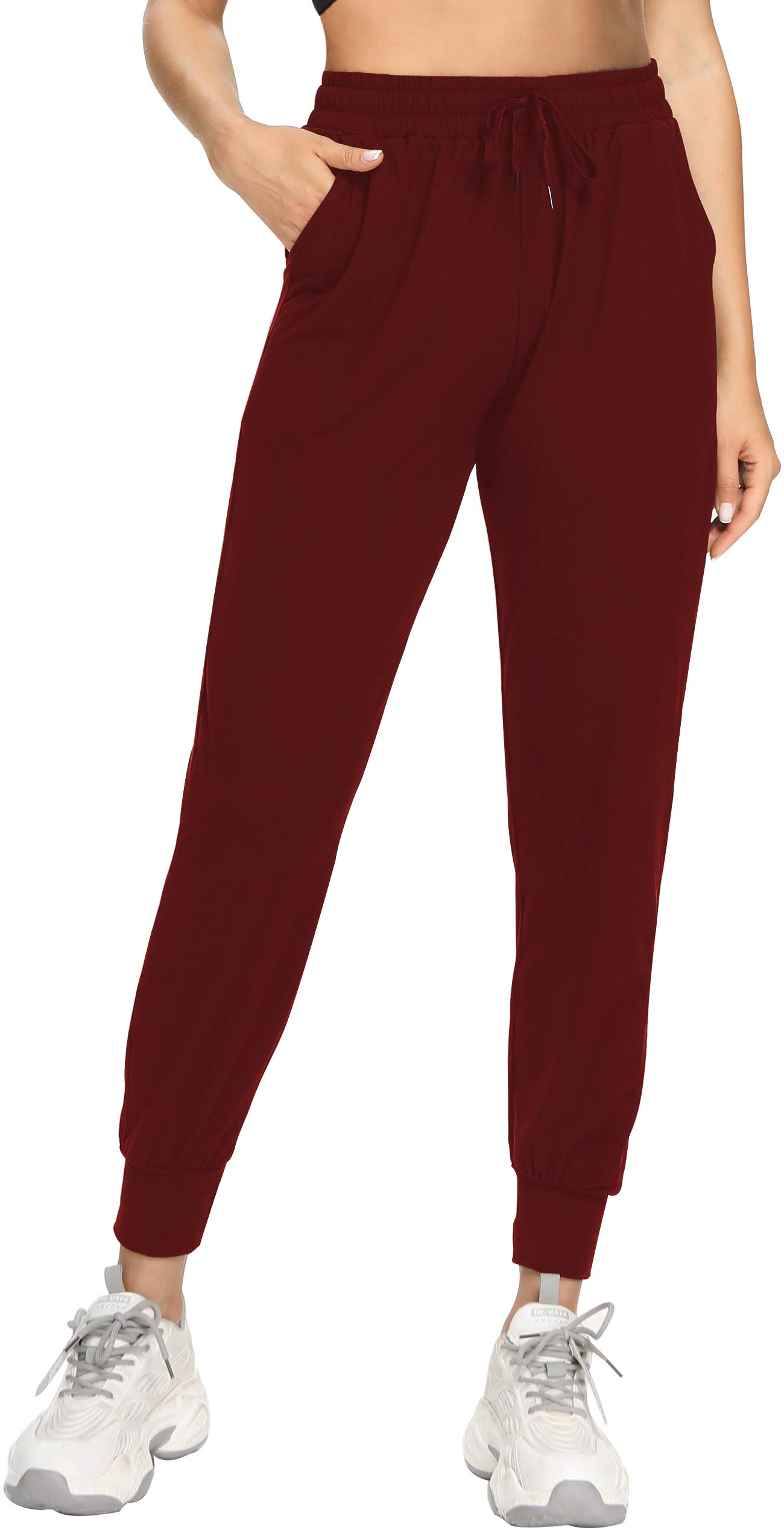 FULLSOFT Sweatpants for Women-Womens Joggers with Pockets Lounge Pants for Yoga Workout Running (Wine-2,Medium)