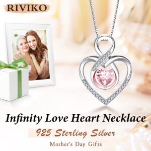 RIVIKO Infinity Heart Symbol Necklace for Women 925 Sterling Silver Dainty Forever Love Heart Pendant Valentine’s Day Mother’s Day Anniversary Birthday Jewelry Gifts for Women Mom Wife Sister Her Friends