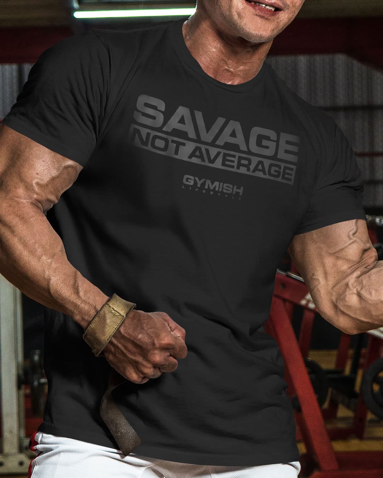 Savage Not Average Gym Workout Motivational Weightlifting Mens T-Shirt (Savage Not Average Black, LG)