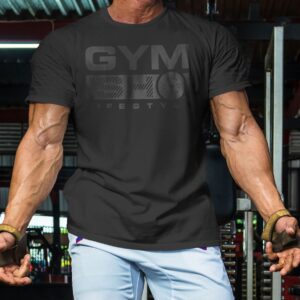 No Pain No Gain Gym Shirts Workout Weightlifting Muscle T-Shirts for Men (MED, Gymish Black on Black)