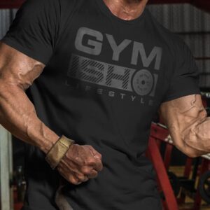 No Pain No Gain Gym Shirts Workout Weightlifting Muscle T-Shirts for Men (MED, Gymish Black on Black)