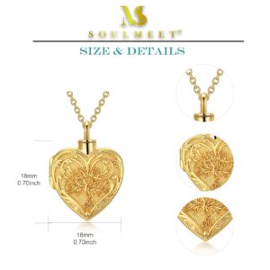 SOULMEET Personalized 10k 14k 18k Solid Gold/Filled Gold Tree of Life Cremation Locket Necklace for Ashes, Engraving Tree Urn Necklace That Holds Human Dog Cat Ashes (Custom Name)