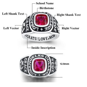 JNJ Customized class ring for ladies, sterling silver class ring for women high school or college-Square