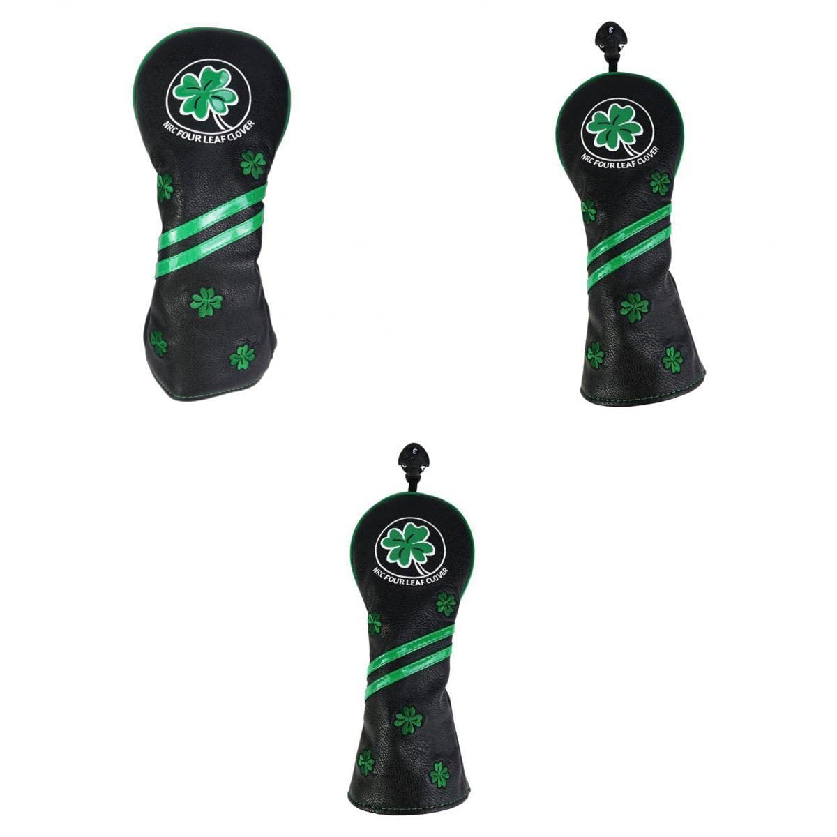 BESSTUUP 3 Pack PU Golf Wood Head Covers 460cc Fairway Driver Club Headcover Protector