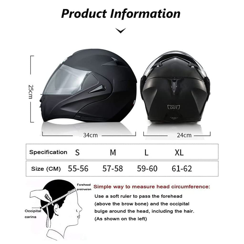 Bluetooth Modular Motorcycle Helmet, Front Flip up Motorbike Helmets with Dual Visors, DOT Approved Full Face Helmet Integrated Crash Racing Helmet for Men and Women Motocross Scooter Adult -I-L