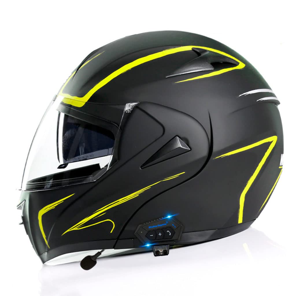 Modular Bluetooth Motocross Helmet, Flip up Full Covering Motorcycle Helmet, DOT Approved Dual Visors Full Face Racing Crash Helmets Built-in Speaker with Microphone for Adults Men Women -K-S