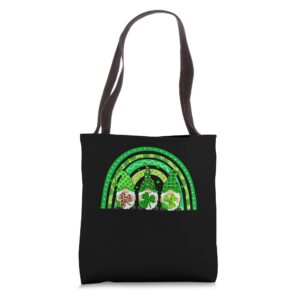 cute gnome happy st patricks day irish shamrock rainbow tote bag