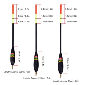 Akozon Float Fishing, Fishing Bobber Floats Set, 3Pcs 1.5 6g 5g 4g Durable Wooden Balsa waggler Posen Loaded Bobbers Tackle Accessory