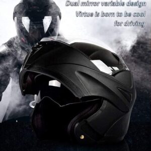 Bluetooth Modular Motorcycle Helmet, Front Flip up Motorbike Helmets with Dual Visors, DOT Approved Full Face Helmet Integrated Crash Racing Helmet for Men and Women Motocross Scooter Adult -I-L