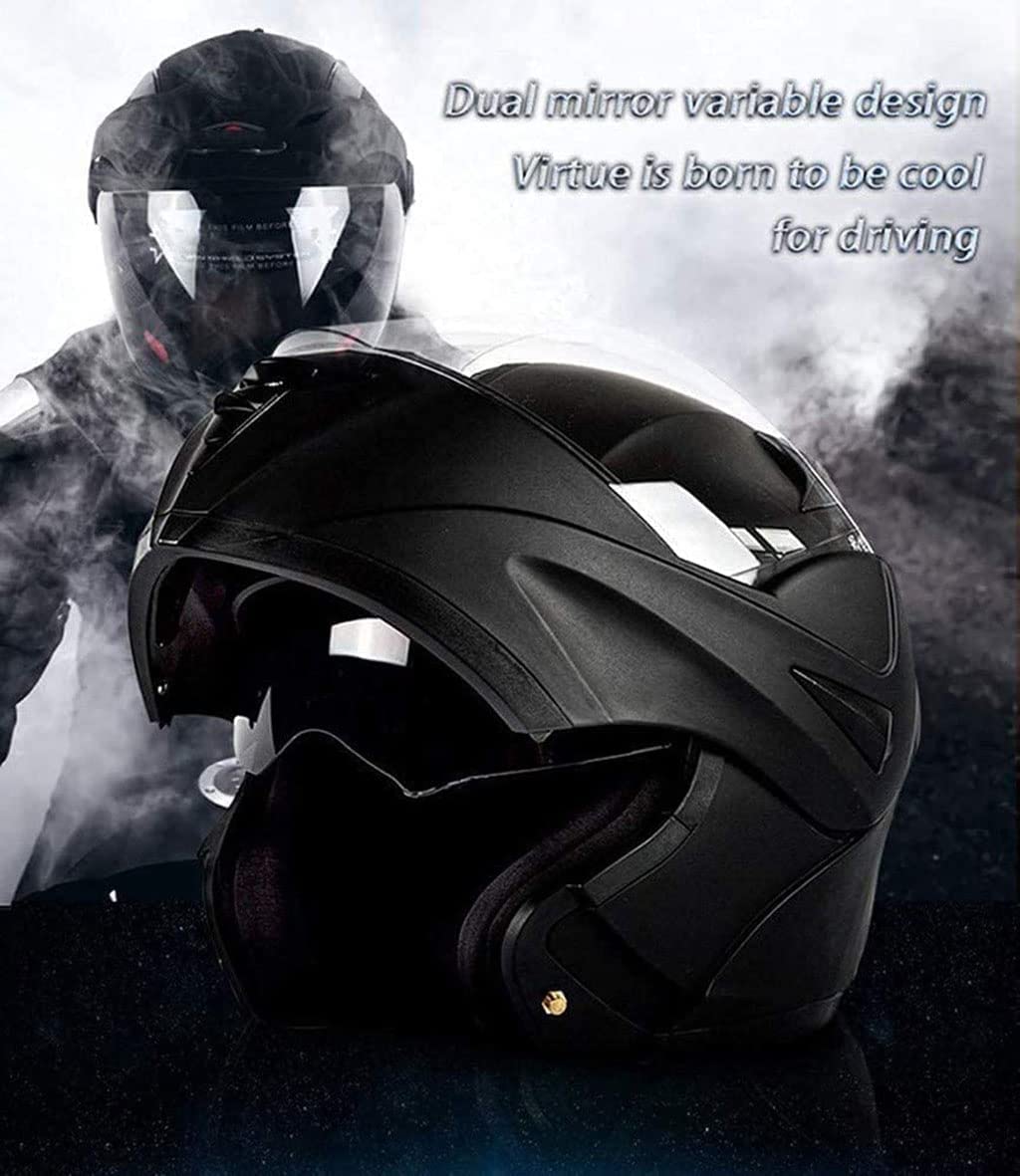 Bluetooth Modular Motorcycle Helmet, Front Flip up Motorbike Helmets with Dual Visors, DOT Approved Full Face Helmet Integrated Crash Racing Helmet for Men and Women Motocross Scooter Adult -I-L