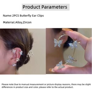 4PCS Women's No Pierced Ear Clips Butterfly Flower Flying Swallow (4PCS Silvery Golden Butterfly Ear Clips)