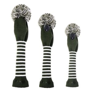 besstuup pack of 3 knit headcover driver cover wood head covers for fairway wood, driver wood, hybrid - dark green