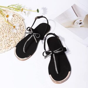 ZHOUXINGB Summer Sandals for Women Sexy, Black Womens Sandals Training Sandals Zipper Back Water Shoes Two Strap Shoes Heels Low Flats Heeled Business Casual Shoes for Women