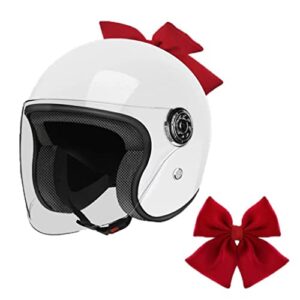 Fashion Cat Ear Motorcycle Helmet, Retro 3/4 Open Face Electric Scooter Moped ATV Street Jet Half Helmet All Season Universal Vespa Quick Release Buckle Helmets, DOT Approved -D-50-64CM