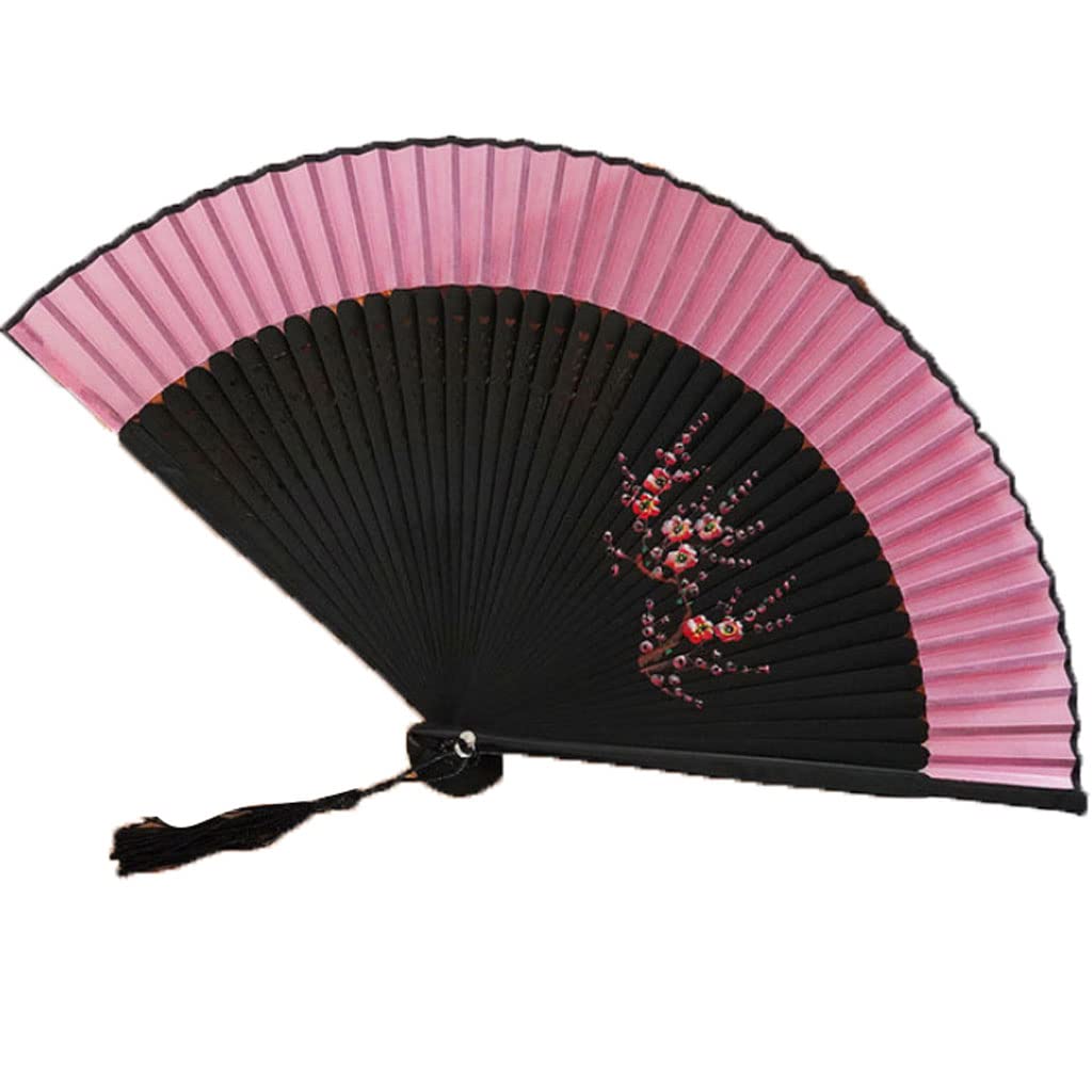 AAPIE Folding Fan Chinese Style Hand Fan Red Black Vintage Hand Fan Folding Fans Dance Wedding Party Favor Chinese Dance Party Folding Bamboo Fans for Women