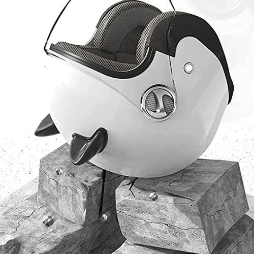 Fashion Cat Ear Motorcycle Helmet, Retro 3/4 Open Face Electric Scooter Moped ATV Street Jet Half Helmet All Season Universal Vespa Quick Release Buckle Helmets, DOT Approved -D-50-64CM