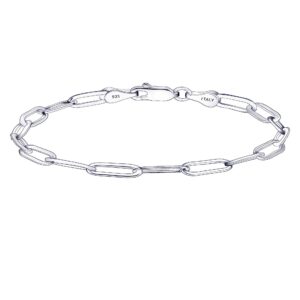 Waitsoul Silver Bracelet for Women 3mm Diamond-Cut Paperclip Chain Bracelet for Men 8.5 Inch