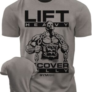 Lift Heavy Recover Fully T-Shirts for Workout, Funny Gym Shirt for Men (XXL, Lift Heavy Recover Fully WarmGrey)