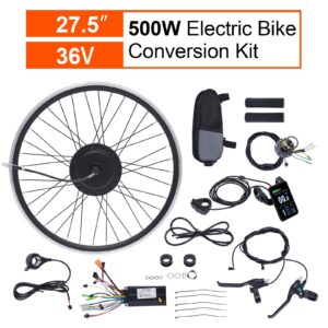 Bazargame Ebike Conversion Kit,Front Wheel 500W 36V Motor Electric Bike Conversion Kit for Kinds of Bicycles 27.5" Front Wheel Ebike，E-Bike kit for Commuter Bikes