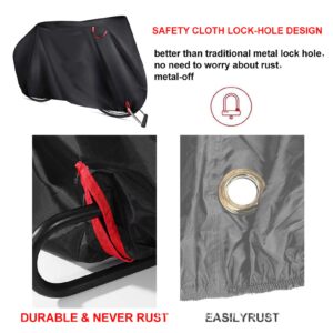 BAHULA Bike Cover, Outdoor Waterproof Bicycle Cover with Lock Hole, Rain Sun UV Dust Wind Snow Proof Bike Storage for Mountain Bike, Road Bike,Black,170X60X85cm