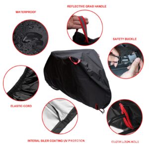 BAHULA Bike Cover, Outdoor Waterproof Bicycle Cover with Lock Hole, Rain Sun UV Dust Wind Snow Proof Bike Storage for Mountain Bike, Road Bike,Black,170X60X85cm