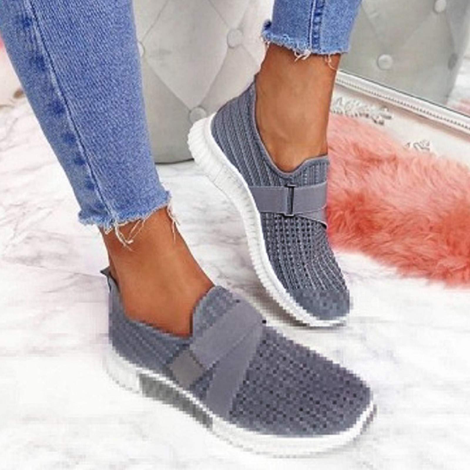 ZHOUXINGB Shoes for Women, Womens Sandals Size 11 Elegant Sandals Wedding Sneakers Orthopedic Shoes Wedge Flats Heels Cute Casual Shoes for Women Grey