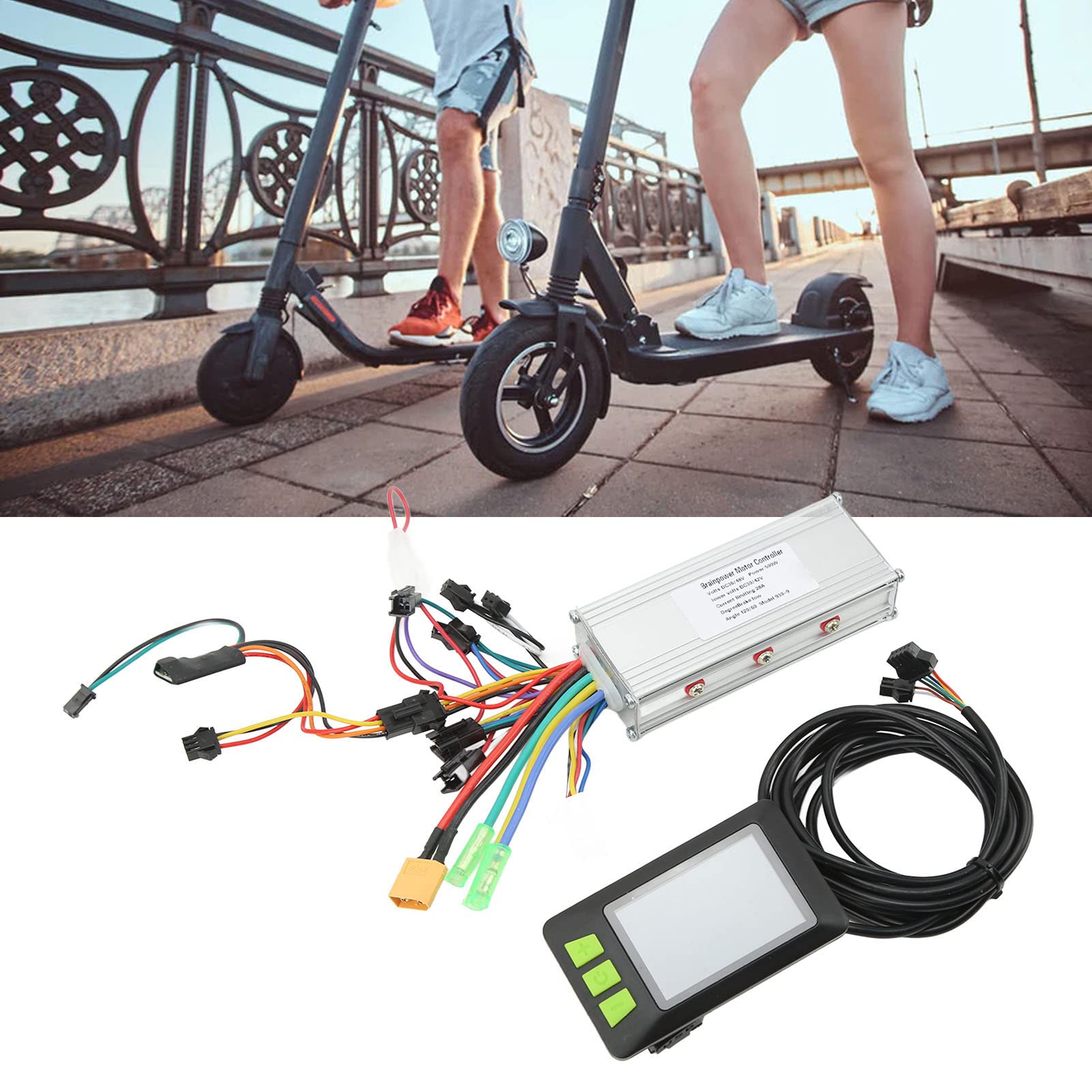 SPYMINNPOO Electric Motor Controller,36V 48V 500W Electric Bike Controller LCD Display Professional Scooter Brushless Controller Kit for 22.5mm Handlebar