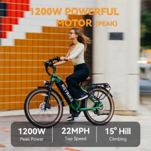 Heybike Cityrun Electric Bike, 1000W Motor Peak City Cruiser Ebike, 48V 15Ah(720Wh) Battery, 60 Miles, Step-Thru Electric Bicycle with APP Control, 3H Fast Charging, Commuter Electric Bike for Adults