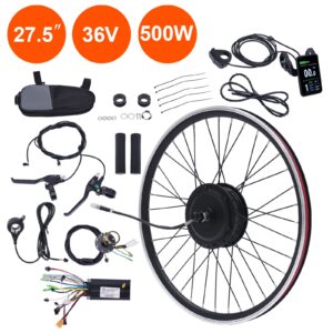 Bazargame Ebike Conversion Kit,Front Wheel 500W 36V Motor Electric Bike Conversion Kit for Kinds of Bicycles 27.5" Front Wheel Ebike，E-Bike kit for Commuter Bikes