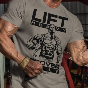 Lift Heavy Recover Fully T-Shirts for Workout, Funny Gym Shirt for Men (XXL, Lift Heavy Recover Fully WarmGrey)