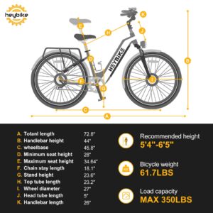 Heybike Cityrun Electric Bike, 1000W Motor Peak City Cruiser Ebike, 48V 15Ah(720Wh) Battery, 60 Miles, Step-Thru Electric Bicycle with APP Control, 3H Fast Charging, Commuter Electric Bike for Adults