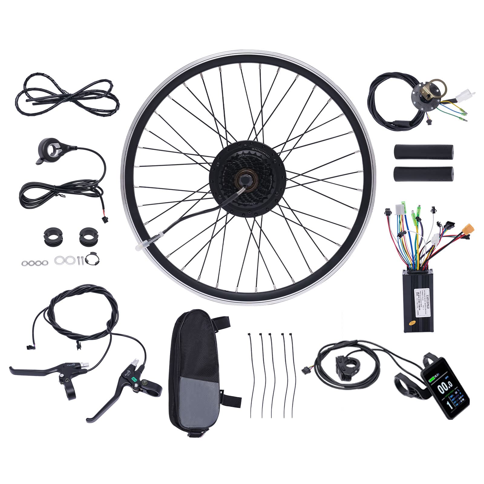 Bazargame Ebike Conversion Kit,Electric Bicycle Motor Kit 36V 500W Rear Wheel E-Bike Conversion Kit E-Bike Cycling Hub Conversion Dual Mode Controller.