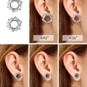 2 Pcs Ear Gauges for Women Men Stretchers Earrings Floral Hollow Ear Tunnels Boho Ear Expander Piercing Gauge Plug Earrings Body Jewelry(16 mm)