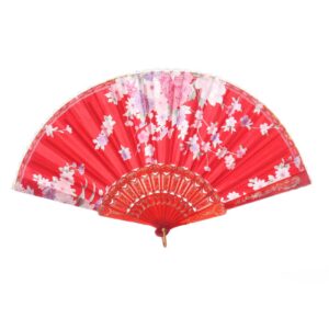 aapie folding fan chinese style hand held folding dance fan wedding party lace silk folding hand held flower fan summer wedding fan party for women