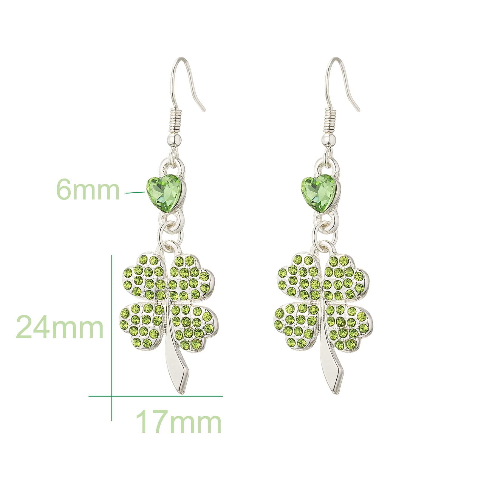 St Patrick's Day Earrings for Wome, Four Leaf Clover Dangle Earrings, Shamrock Earrings, St Patrick's Day Accessories, Lucky Irish Jewelry