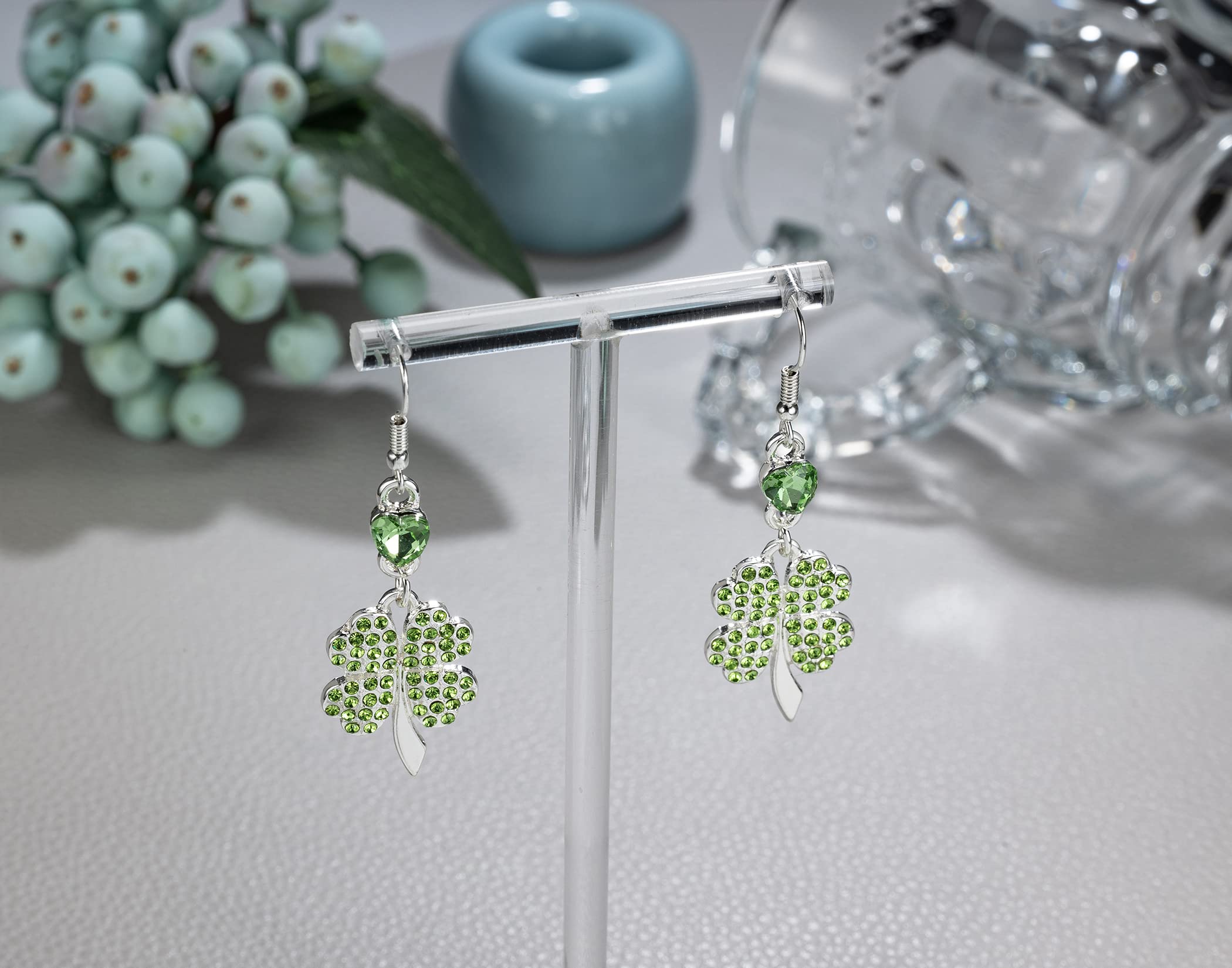 St Patrick's Day Earrings for Wome, Four Leaf Clover Dangle Earrings, Shamrock Earrings, St Patrick's Day Accessories, Lucky Irish Jewelry