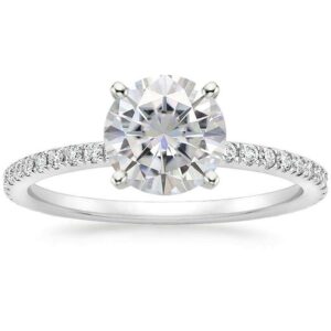 bebold 4ct round cut moissanite engagement ring for women white gold plated with accents