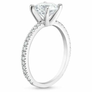 BeBold 4ct Round Cut Moissanite Engagement Ring for Women White Gold Plated with Accents