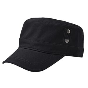 fashion mens plain casual cotton baseball caps flat top sunshade washing hat for hunting hiking soft sun hat (black, one size)