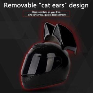 DOT Approved Cat Ear Motorcycle Helmet with Tail Built-in Bluetooth Integrated Flip up Front Helmets Mountain Full Face Cool Girl Street Bike Racing Crash Helmet for Adult Man Woman-M-Medium