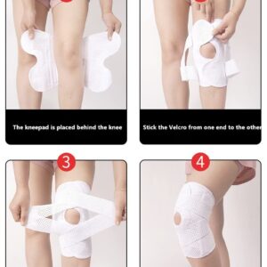 Motkassy Safe Knee Guard with Side Stabilizer, Sports Knee Guard Prevent Patella Injury, Knee Wrap with Super Soft Bandage, Running, Weight Loss, Jumping Rope, Hiking, All Sports (White,Medium)