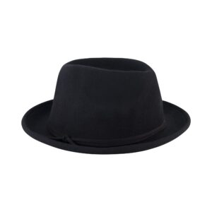 christian siriano new york fedora hat, wool felt pork pie wide brim fashion hat for men and women, black, one size