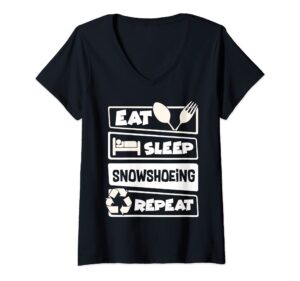 womens snowshoeing boots snowshoes hiking shoes trails v-neck t-shirt