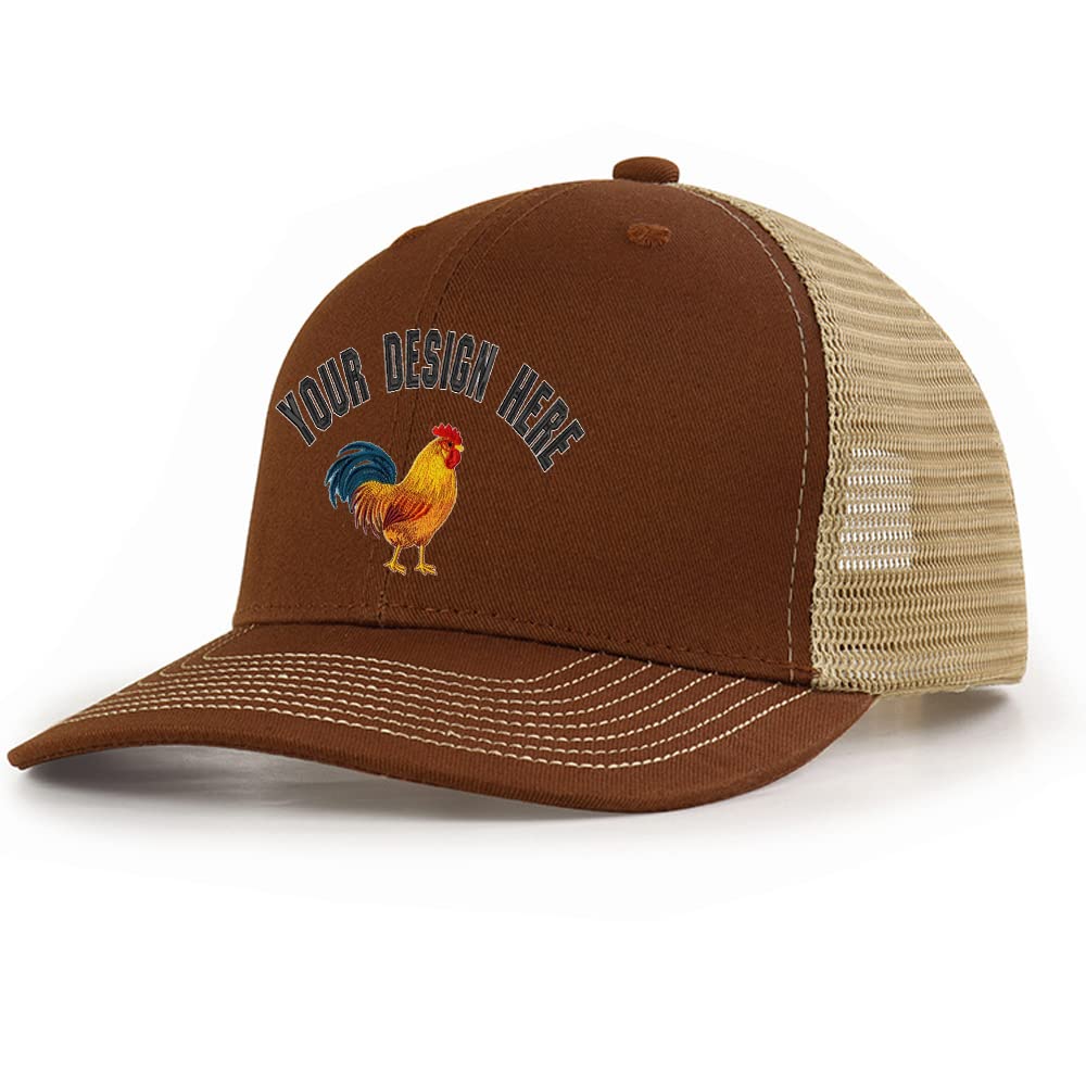 Custom Colorful Rooster 112 Trucker Hat Embroidered Western Farm Rooster G Design Your Farm Name Snaps Mesh Baseball Cap