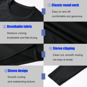 EARGFM Men's Athletic Long Sleeve Compression Shirt Gym Running Baselayer Quick Drying T-Shirts High Elastic Tops 2 Packs