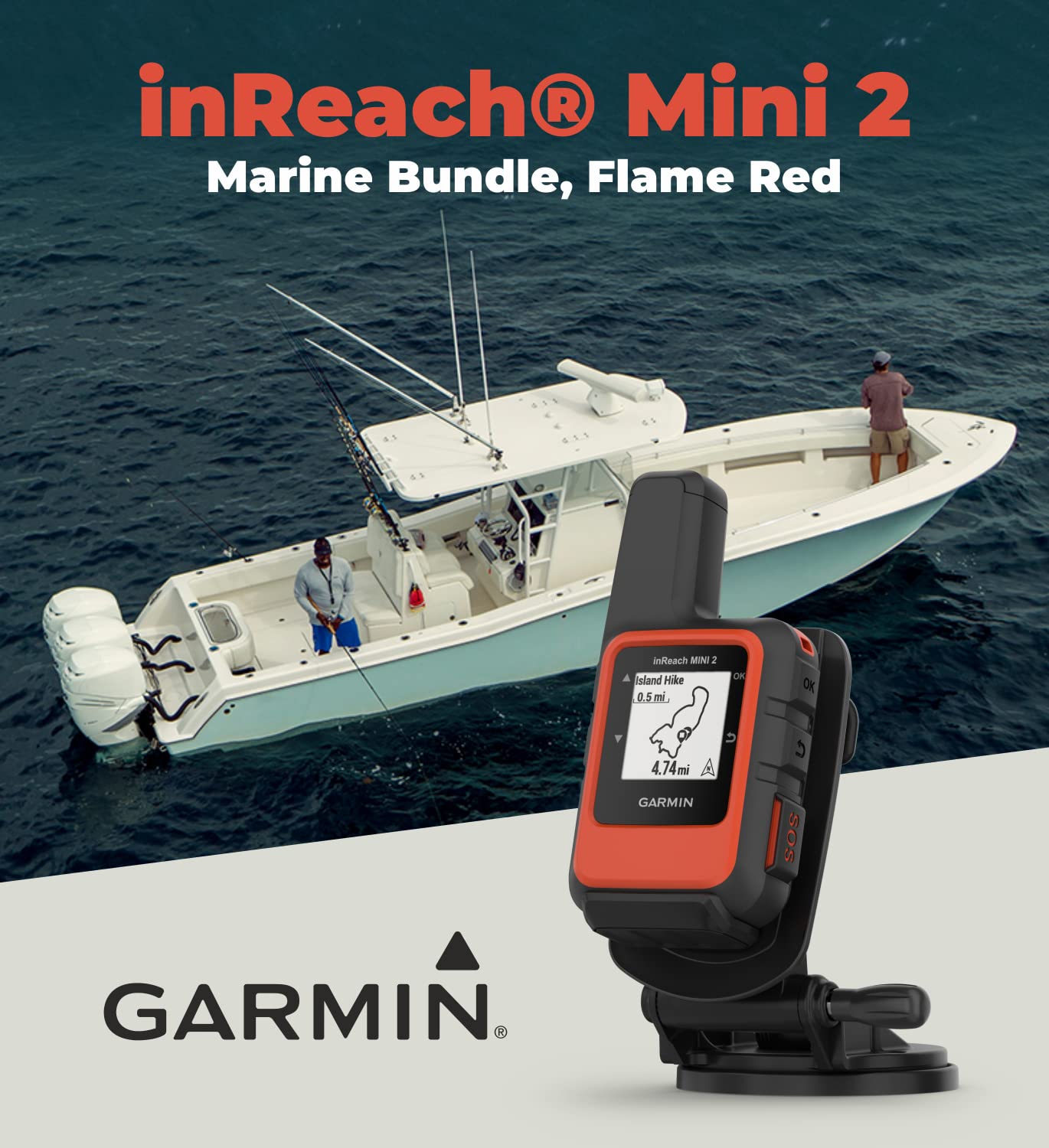 Wearable4U - Garmin inReach Mini 2 Marine Bundle, Compact Satellite Communicator, Portable Boating Handheld with Power Bundle