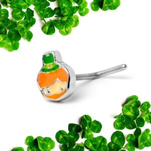 Body Candy Womens 20G 7mm 316L Steel L Shaped Nose Ring Happy Leprechaun St Patricks Nose Stud Body Piercing Jewelry