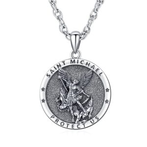 odinstone st michael necklace for men sterling silver archangel michael pendant meal saint michael necklace for women catholic religious jewelry